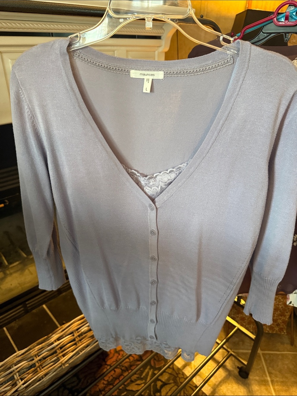 Maurices Lavender V-Neck Button Cardigan Sweater - L 0087